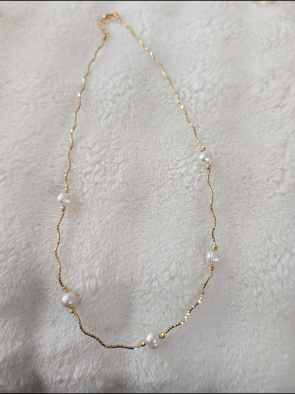 Italian Sterling Silver 925 Gold Vermeil Freshwater Pearl Station Necklace 18"